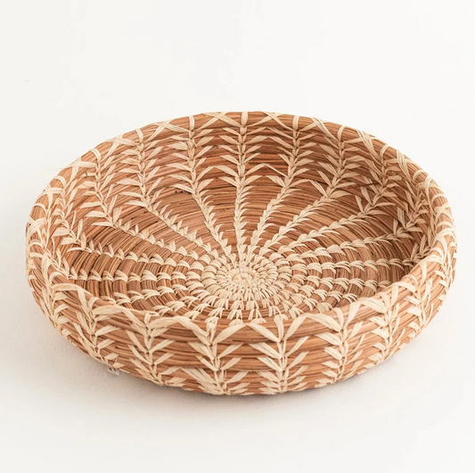 Handmade Handwoven Pine Needle and Raffia Cecelia Basket