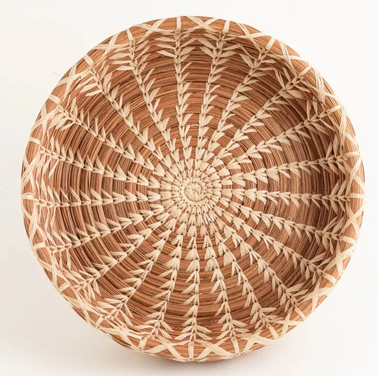 Handmade Handwoven Pine Needle and Raffia Cecelia Basket