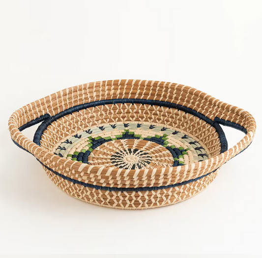 Handmade Handwoven Pine Needle and Raffia Chumil Basket for Pie Serving